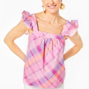 Lilly Pulitzer Plaid Pastel Reyna Top